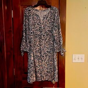 Lilly Pulitzer Black and White Sheath Dress with Bell Sleeves
